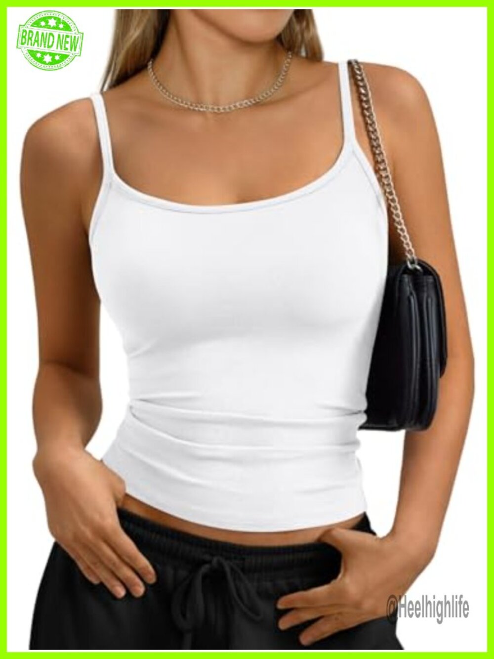 Slim Fit Adjustable Strap Scoop Neck Cami Tank Top Summer Casual